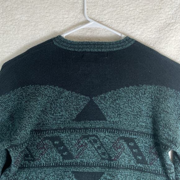 Vintage Michael Gerald Sweater Mens Large Green Crewneck Pullover Knit Geometric - Picture 13 of 16
